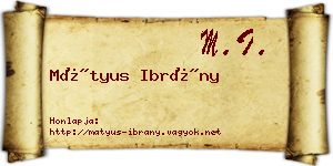 Mátyus Ibrány névjegykártya